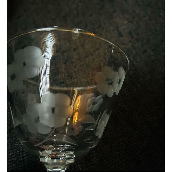 Vintage Libbey Glass Glenmore Etched Floral Champagne Cocktail 6" Tall Set of 4 - Picture 3 of 3